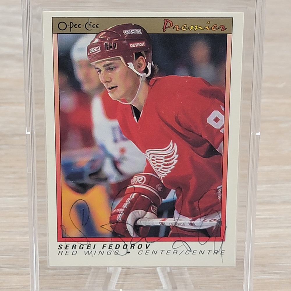 Sergei Fedorov Autographed 1989 90 O Pee Chee Premier Detroit Red Wings Rookie